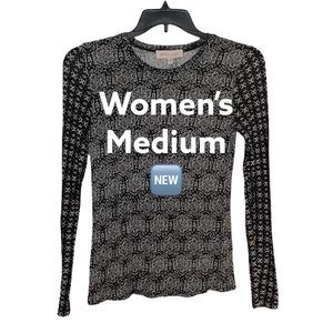 Philosophy M Medium 8 - 10 Crewneck Shirt Black Pattern Long Sleeve Lightweight